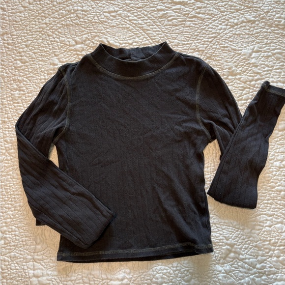 American Eagle Outfitters Tops - American Eagle Pointelle Black Mock Neck Long Sleeve